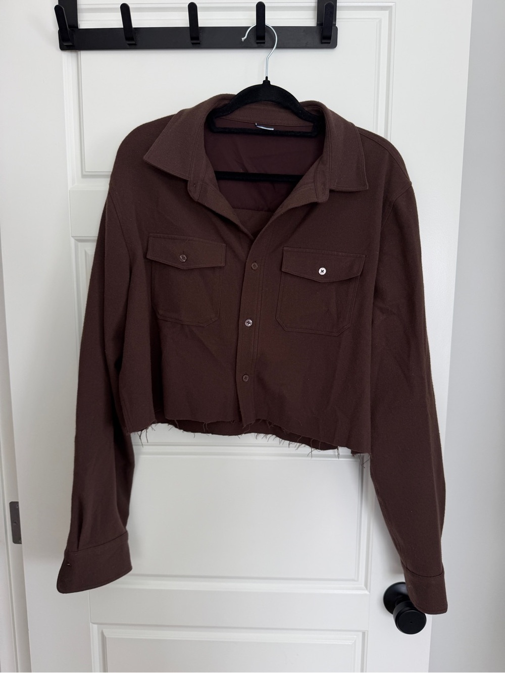 Kit and Ace Cropped Brown Button-Front Sweater Jacket